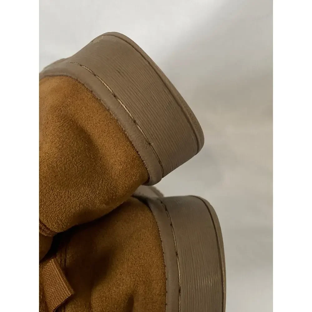 White Mountain Girls Low Boots Suede Fur lined Tan Size 12